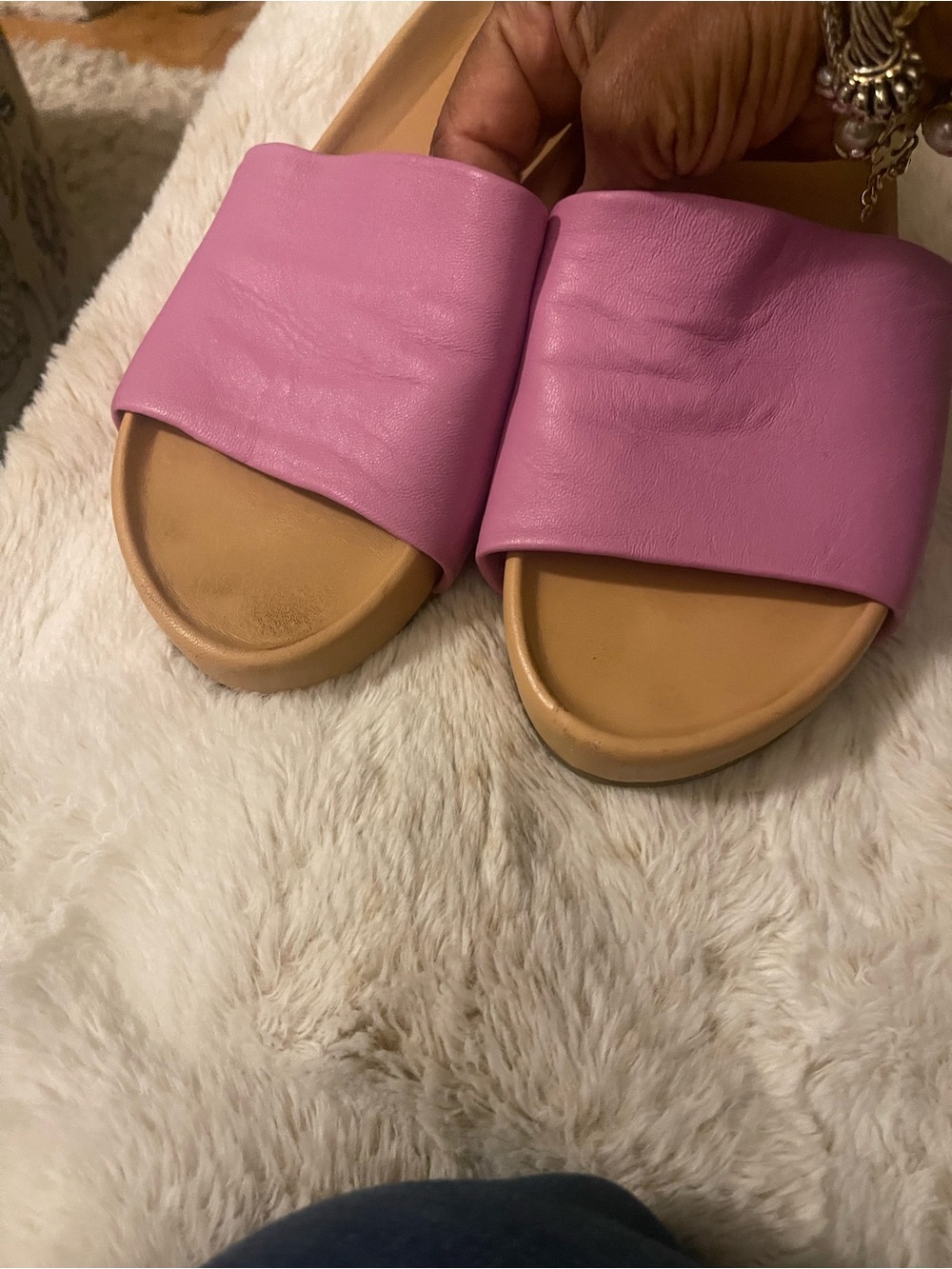 Beek Pink Leather Slide Sandals | Comfort Platform Slides | Size 7 - Picture 5 of 7